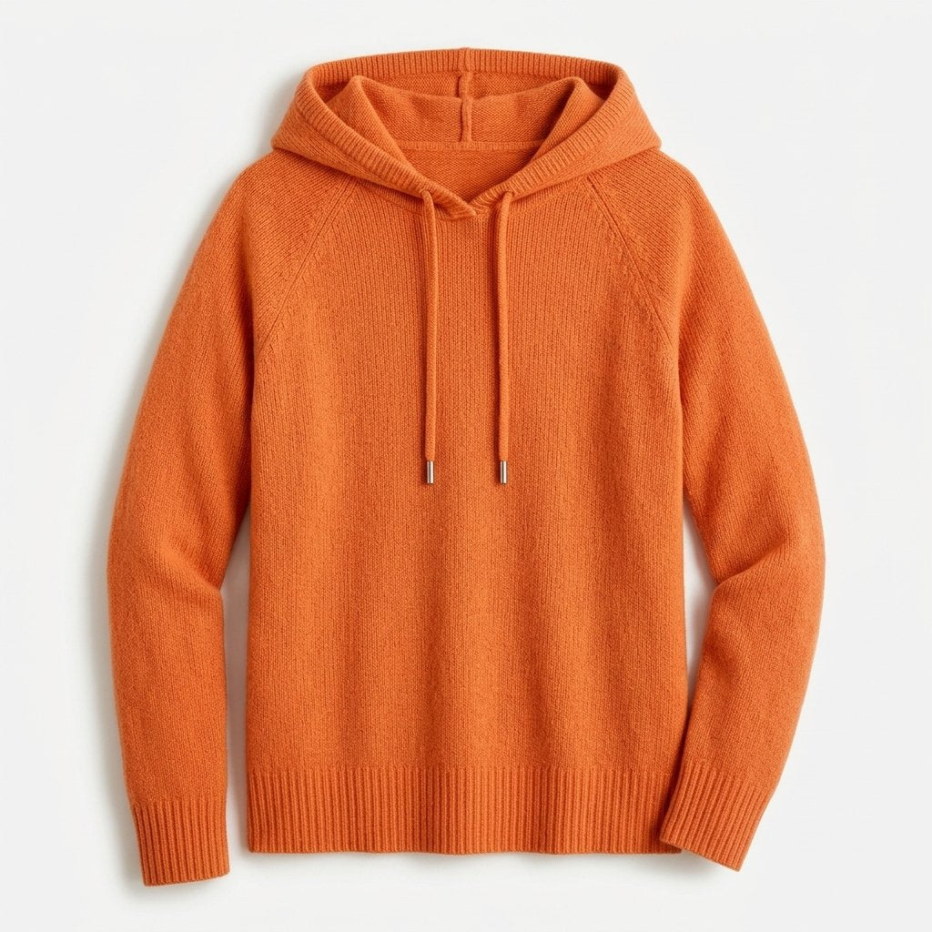 Drawstring Hood Knit Pullover in Relaxed Fit