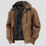 Men's Fleece-Lined Hooded Jacket with Removable Hood