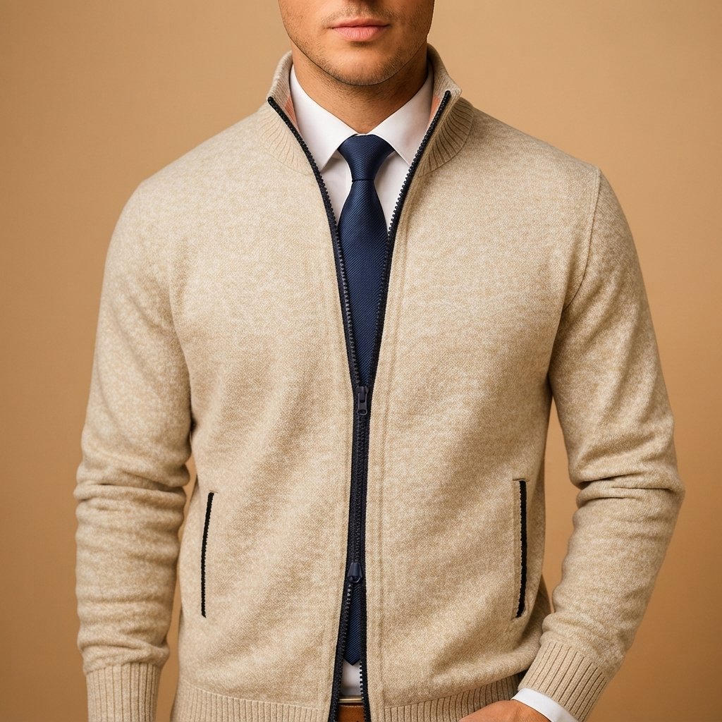 Men's Full-Zip Knit Cardigan – Smart Casual Sweater Jacket