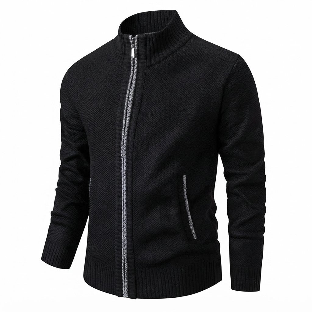 Men's Full-Zip Mock Neck Knit Cardigan Sweater