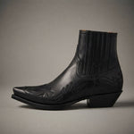 Men's Leather Western Ankle Boots, Pointed Toe