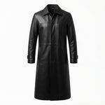Men's Long Leather Coat, Regular Fit, Sizes S–3XL