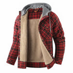 Men's Sherpa-Lined Plaid Hooded Jacket
