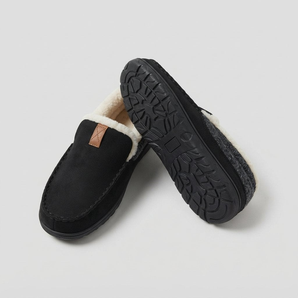 Men's Sherpa-Lined Slip-On Loafer Slippers