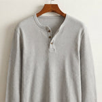 Men's Waffle Knit Henley Top, Long Sleeve