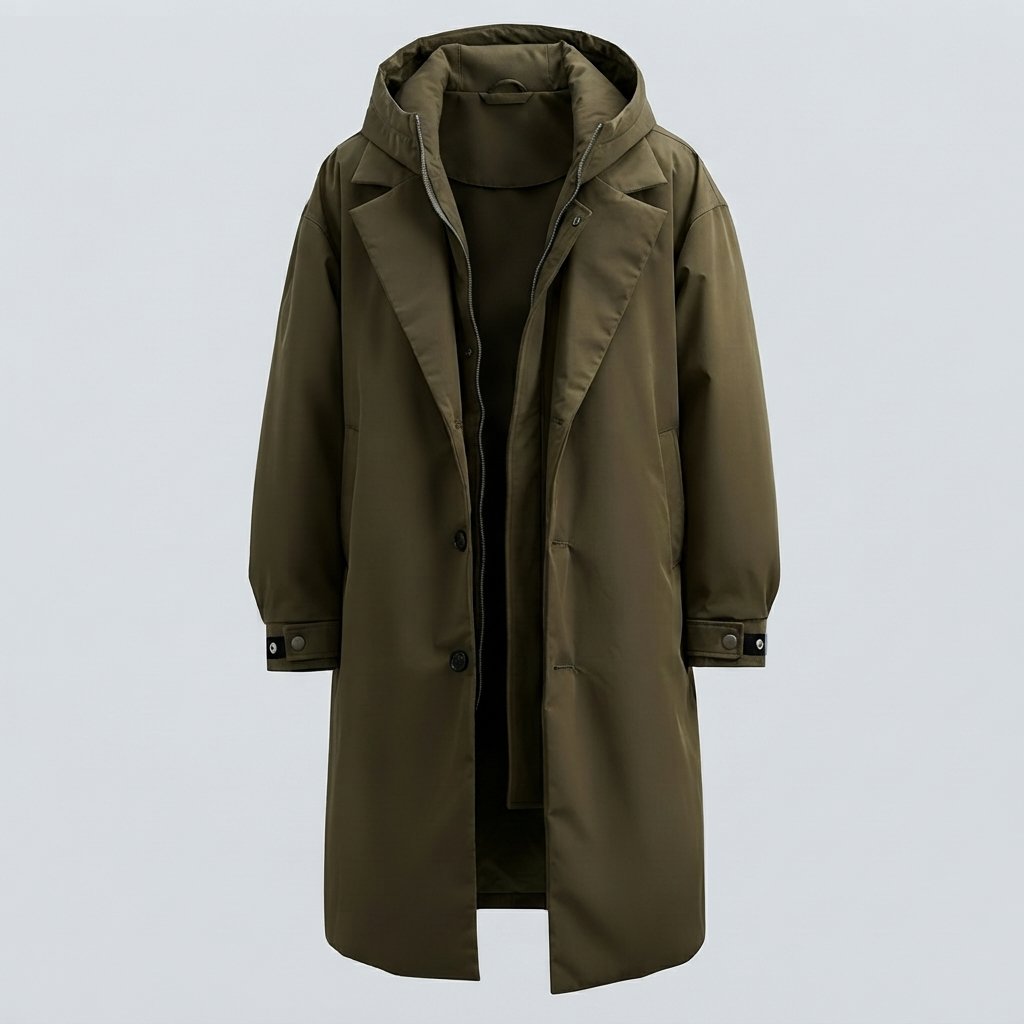 Men's Waterproof Hooded Long Trench Coat