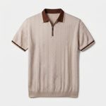 Textured Knit Quarter-Zip Polo Shirt, Tailored Fit