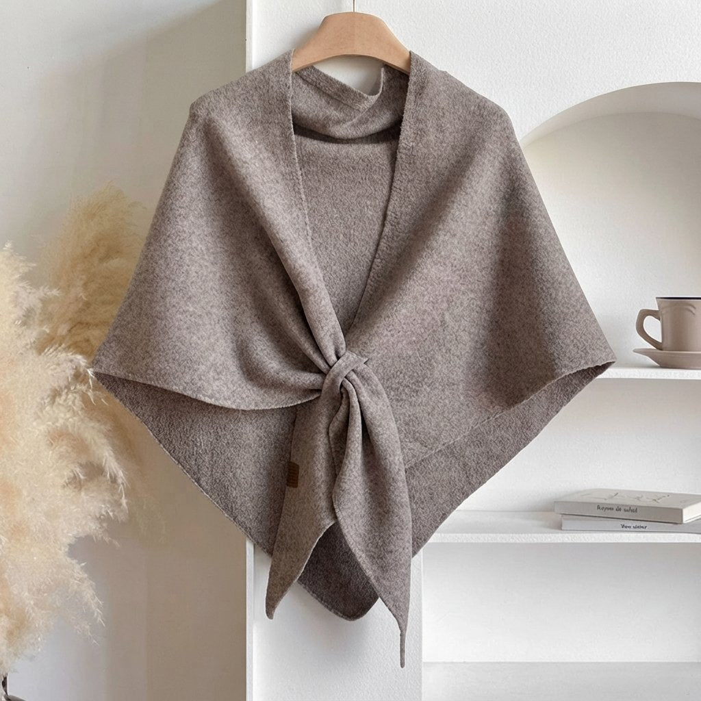 Triangle Knit Shawl Cape – Soft Wrap Poncho