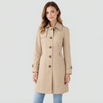 Women's Classic Lapel Trench Coat, Mid-Length Tailored Fit