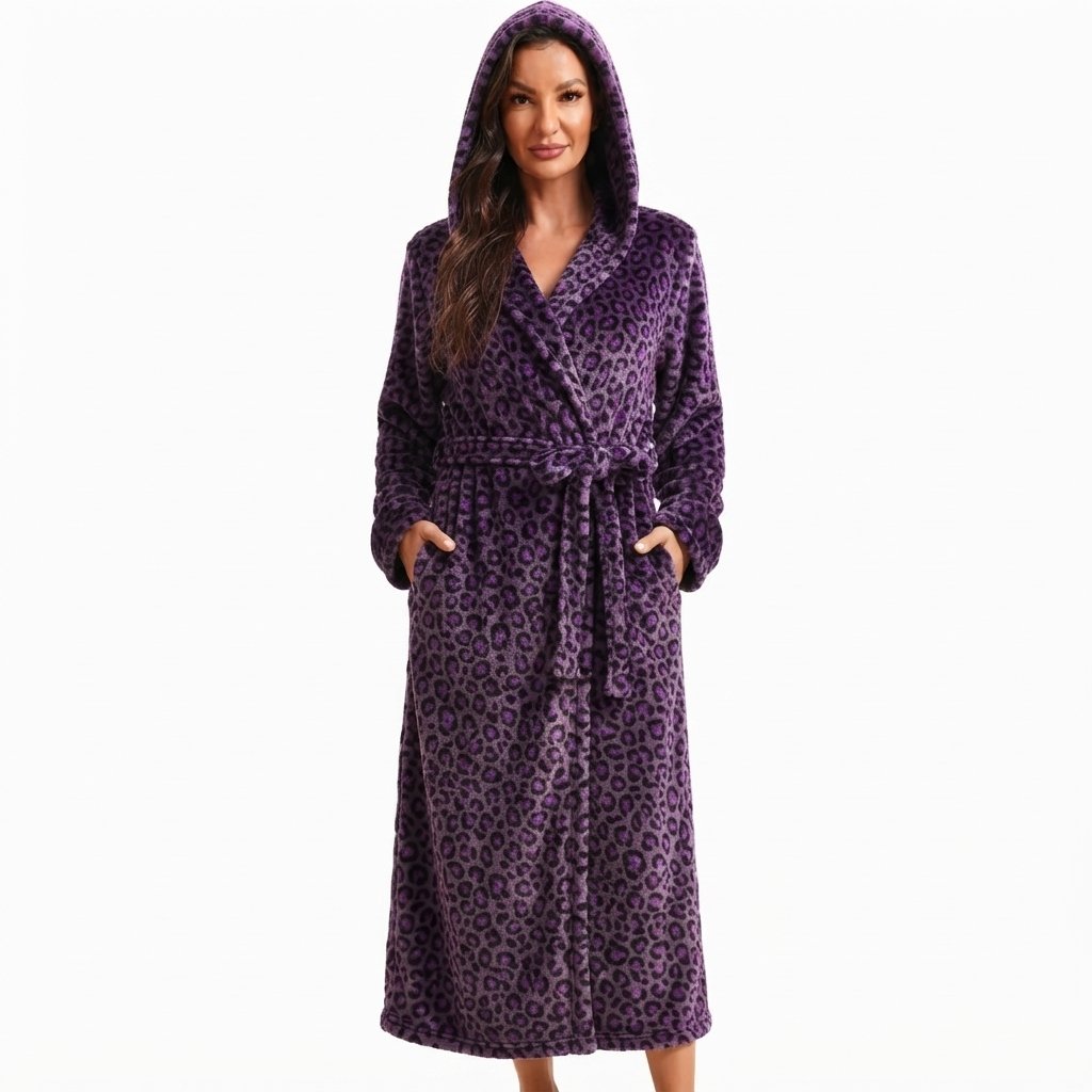 Women's Hooded Fleece Dressing Gown – Long & Cosy