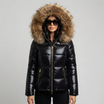 Women's Padded Winter Jacket with Faux Fur Hood