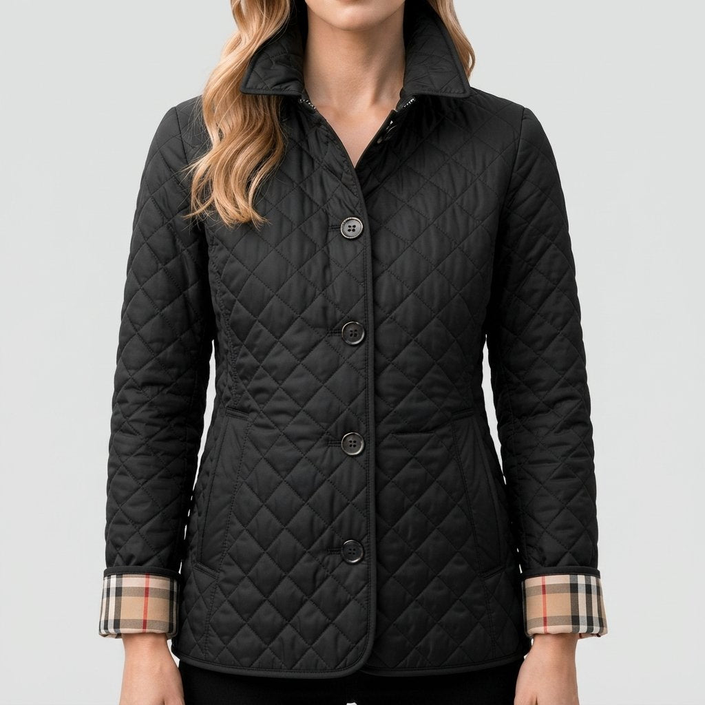 Women's Quilted Jacket with Collar and Button Front