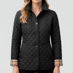 Women's Quilted Jacket with Collar and Button Front