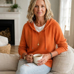 Drawstring Hood Knit Pullover in Relaxed Fit