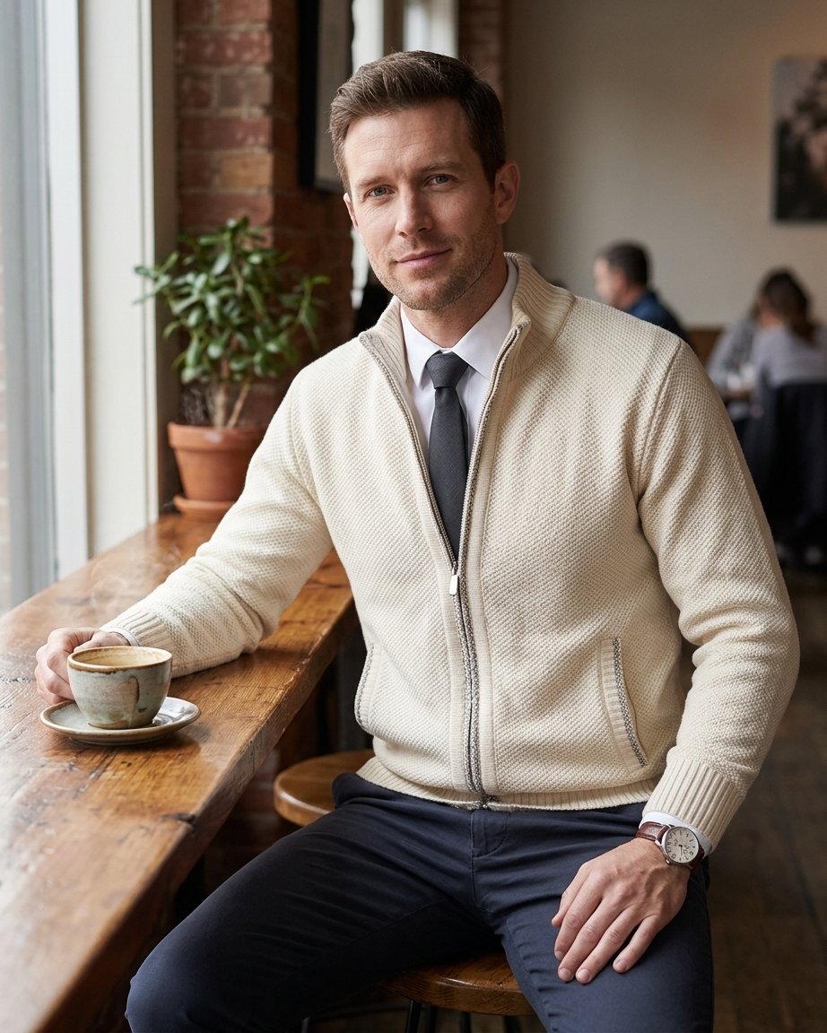 Men's Full-Zip Mock Neck Knit Cardigan Sweater