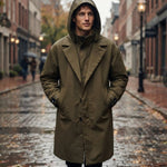 Men's Hooded Long Parka Coat with Detachable Hood