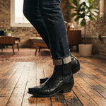Men's Leather Western Ankle Boots, Pointed Toe