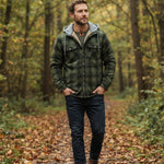 Men's Sherpa-Lined Plaid Hooded Jacket