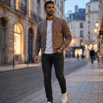 Men's Suede-Look Bomber Jacket – Lightweight Smart Casual