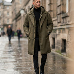 Men's Waterproof Hooded Long Trench Coat
