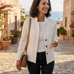 Textured Knit Stand-Collar Blazer Cardigan