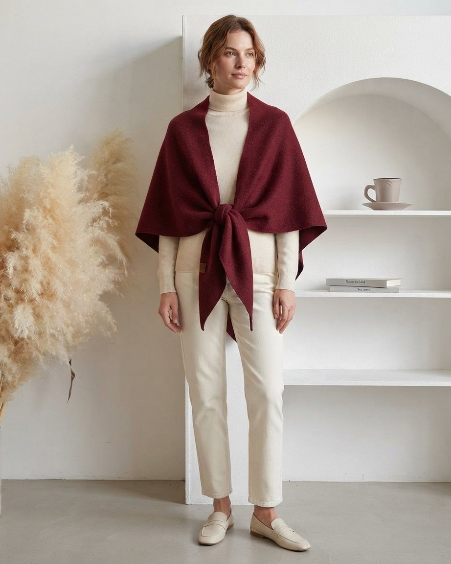 Triangle Knit Shawl Cape – Soft Wrap Poncho
