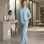 Turtleneck Sweater and Wide-Leg Trousers Knit Set