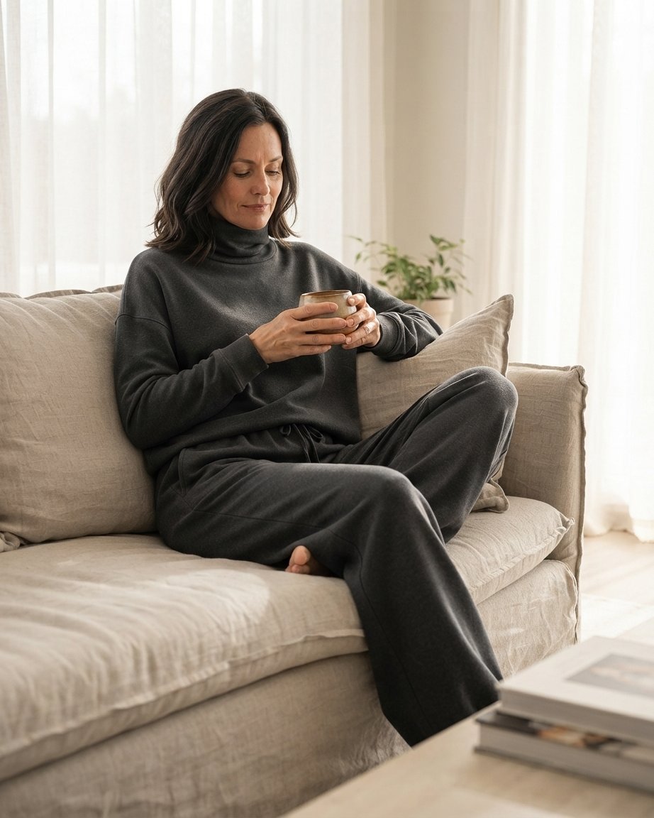 Turtleneck & Wide-Leg Trousers Two-Piece Set