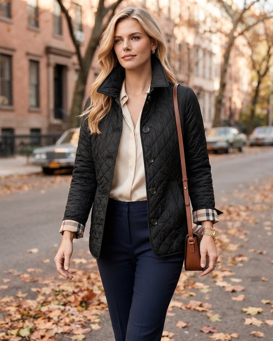 Women's Quilted Jacket – Lightweight Button-Front Coat
