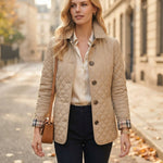 Women's Quilted Jacket with Collar and Button Front