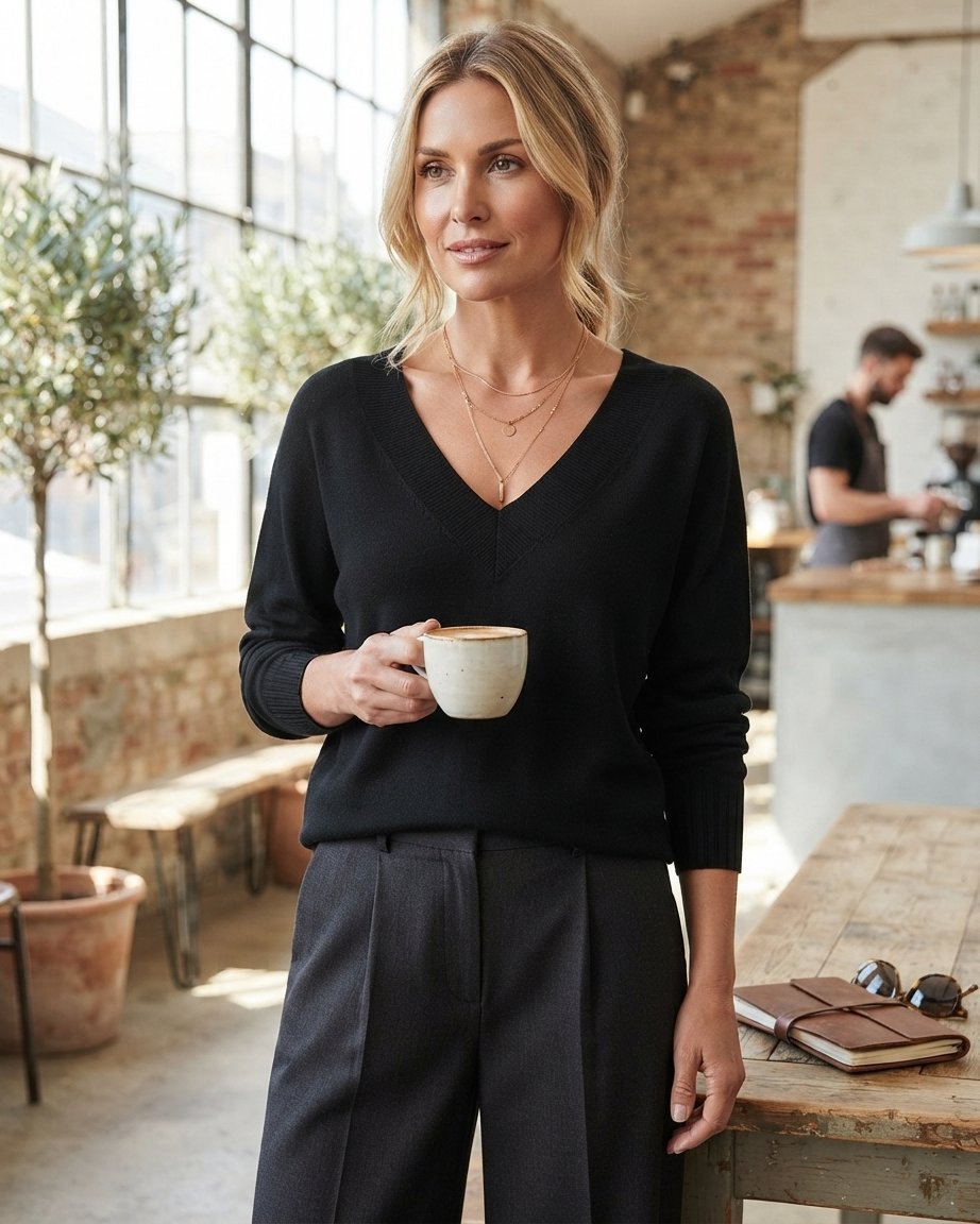 Women's V-Neck Cashmere Jumper, Regular Fit