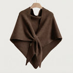 Triangle Knit Shawl Cape – Soft Wrap Poncho — Cocoa Brown