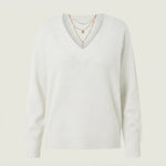 Women's V-Neck Cashmere Jumper, Regular Fit — White