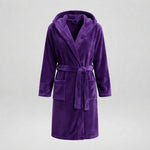 Women's Hooded Fleece Dressing Gown – Long & Cosy — Purple