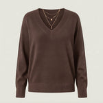 Women's V-Neck Cashmere Jumper, Regular Fit — Brown