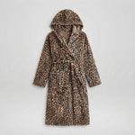 Women's Hooded Fleece Dressing Gown – Long & Cosy — Leopard