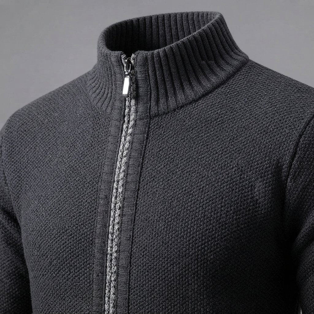 Men's Full-Zip Mock Neck Knit Cardigan Sweater