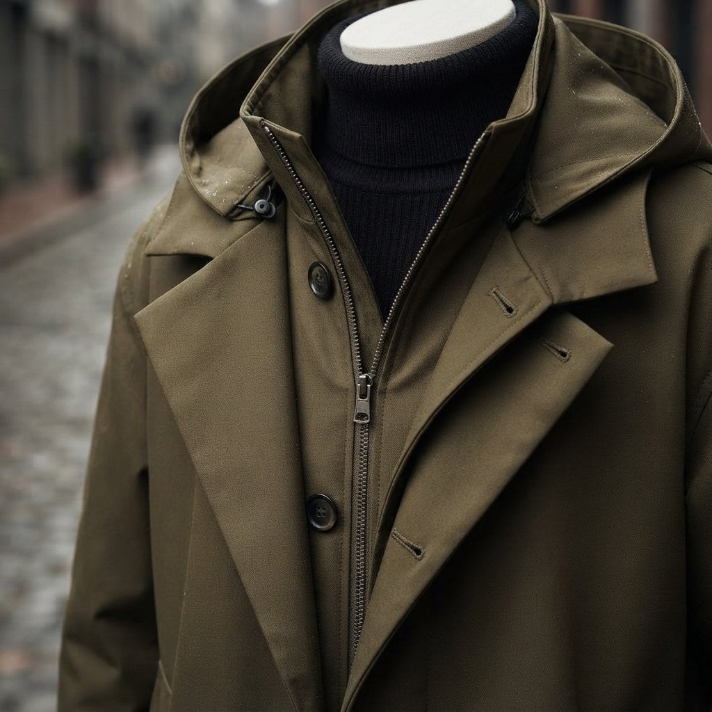 Men's Hooded Long Parka Coat with Detachable Hood