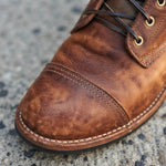 Men's Leather-Look Lace-Up Ankle Boots in Brown
