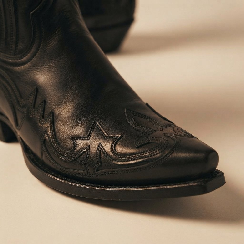 Men's Leather Western Ankle Boots, Pointed Toe