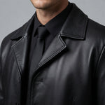Men's Long Leather Coat, Regular Fit, Sizes S–3XL