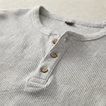 Men's Waffle Knit Henley Top, Long Sleeve