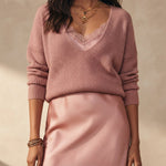 Satin Midi Dress & Knit Sweater Two-Piece Set