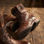 Women's Leather Lace-Up Combat Boots in Dark Brown