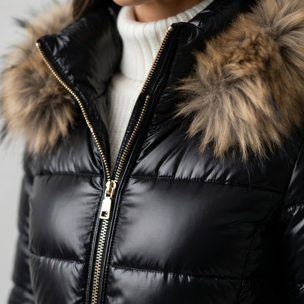 Women's Padded Winter Jacket with Faux Fur Hood