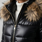 Women's Padded Winter Jacket with Faux Fur Hood