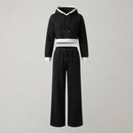 Hoodie & Wide-Leg Trousers Two-Piece Loungewear Set — Black