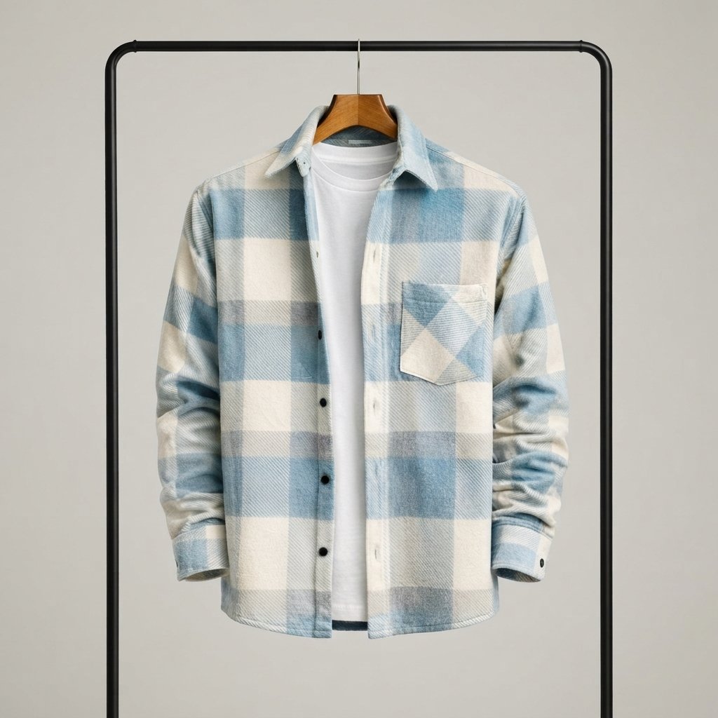 Men's Checked Flannel Overshirt – Relaxed Fit — Blue