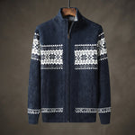 Men's Fleece-Lined Nordic Zip Cardigan — Dark Blue