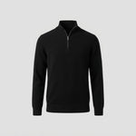 Men's Half-Zip Knit Pullover with Stand Collar — Black